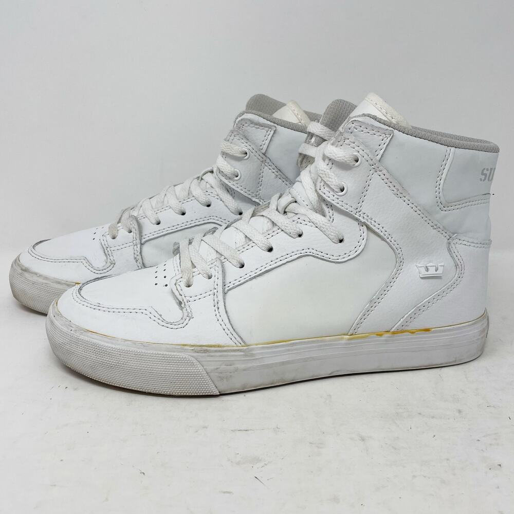 Supra Vaider Triple White High Top Sneakers Youth Size 6